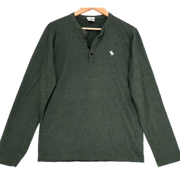 Abercrombie & Fitch Mens Muscle Fit Henley Long Sleeve Shirt M Streetwear Casual - Picture 1 of 9